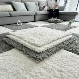 올비의창고 퍼즐바닥매트 극세사 롱헤어 카펫 매트 침실 바닥 러그 대형 침대 60x60cm