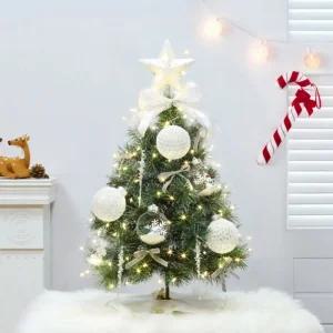 60cm 소형 크리스마스트리 나무 전구 장식 풀세트 눈의요정 뉴리얼 솔잎 눈꽃/성탄절/트리만들기/꾸미기