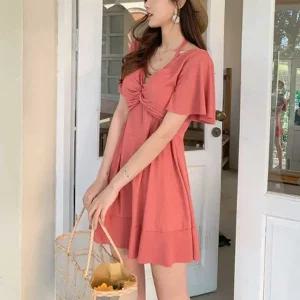 고품질 홀터넥 오프숄더 러플 수영복 여름휴가철 여성 야외 (WFFQSL3)