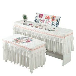 전자피아노 덮개 디지털피아노덮개 걸음마켓 자수 순수화이트 스툴 벨벳 피아노커버 세트