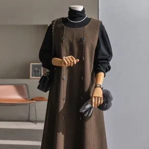 (안나앤플러스) 레뉴 더블버튼 나시 원피스[드레스EAJ87] 빅사이즈