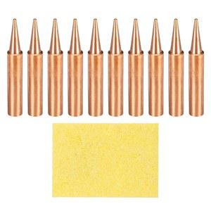 MECCANIXITY 10개 900M 납땜 인두 팁 구리 비자성 용접 헤드, 솔더 스테이션 팁(900M-T-B) 청소용 스펀지 패드 교체 포함