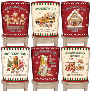 크리스마스 의자 커버 진저브레드 트럭 의자 등받이 커버 홀리데이 다이닝 의자 슬립커버 보호 주방 다이닝 장식 축제 파티 장식