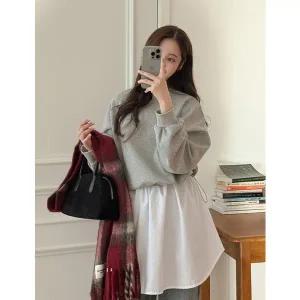 [공구우먼] 멜티브 스트링 레이어드 맨투맨 원피스 84853 빅사이즈 여성의류