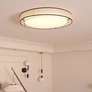 북유럽 원형 모양 패브릭 천장 조명 LED 침실 다이닝 룸 연구용 흰색 전등갓 홈