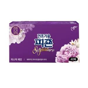 (미스틱 레인 40매) 피죤 건조기용 섬유 유연제 시트/시트지/드라이/건조기/건조/퍼퓸/세탁기/전용/시트형