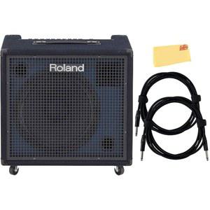 롤랜드 KC-600 4채널 스테레오 믹싱 키보드 앰프 - 200W 번들, 2개의 악기 케이블 및 오스틴 바자 연마 천 포함