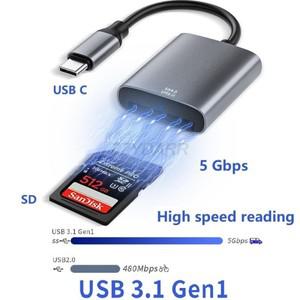 USB C SD 카드 리더기  4.0 iphone 호환 16/15/MacBook Pro/USB C용 UHS-I SDXC 메모리 어댑터