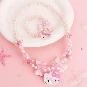 빅리본 보석 목걸이 팔찌 세트 헬로키티 1P 악세사리 WFKJT72