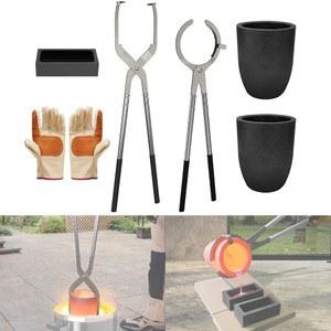 넬리로 6kg 도가니 집게 세트 프로, 6kg 흑연 도가니 집게 2개, 도가니 집게 2개, 흑연 잉곳 몰드 및 장갑, 주조용 금속