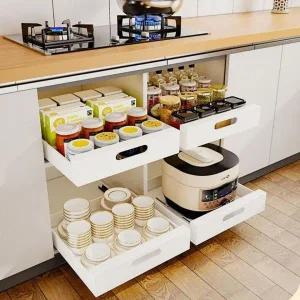 [골드스마일]주방 정리 트레이 월넛 선반 수납 주방용품 정리대