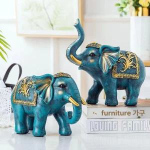 돈들어오는 코끼리 조각상 황금 집들이 거실 한쌍 골든스완 인테리어소품 석상 장식 오브제