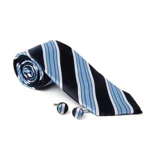 [알티피아]KING 네이비 트랜디 사선 타이 커프스링크 세트