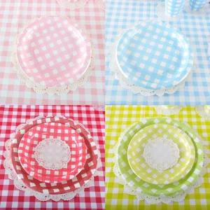 피크닉 생일파티 돌잔치 종이접시 6개입 23cm체크접시 홈파티 테이블웨어