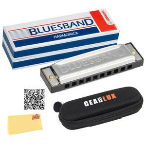 [미국배송] 호너 블루스 밴드 하모니카 - 케이스 파우치 온라인 매뉴얼 오스틴 바자회 광택 천이 포함된 키 오브 C 번들