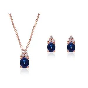 [에비뉴다이아몬드]유색보석 미젯 14K 18K 목걸이 귀걸이 천연 블루 사파이어세트