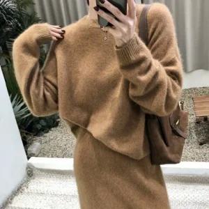 [아리엘스타일]겨울니트 롱스커트 데일리세트 노빈트니트투피스