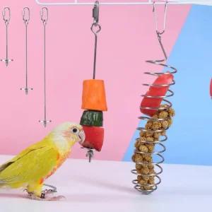 (무료배송) 앵무새 스텐꽂이 먹이 훈련 새용품 과일 간식 집게