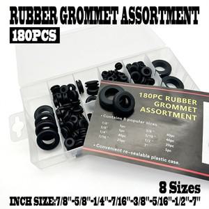 180개 블랙 고무 홀 그로밋 키트 내마모성 와이어 보호 링 전기 박스 작업장 도구용 씰