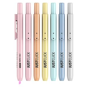 모리스 저스트클릭 형광펜 마일드S 낱색 필기 노크식 뚜껑 캡 없는 원터치 클릭 펜