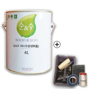 노루페인트 순앤수100 친환경 내부용 수성페인트 4L 무광 풀세트