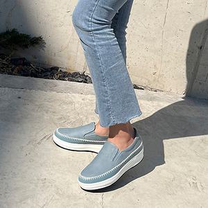 4cm 키높이 통굽 스티치 포인트 여성 슬립온 스니커즈 여자 운동화