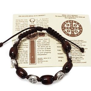 가톨릭성물방 메탈분도패 + 나무알 매듭팔찌묵주 - 이태리
