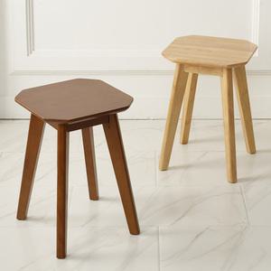 분홍맘 원형 팔각  우드 미니 나무 스툴 원목 스툴 의자