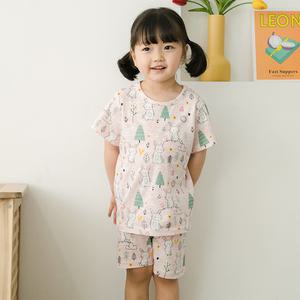 꾸미 슬라브 래빗 반팔 SET/아동실내복 어린이상하복