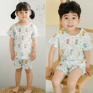 꾸미 슬라브 개굴개굴 반팔 SET/아동실내복