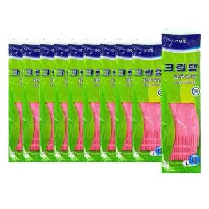 크린랩 고무장갑 천연라텍스 고무장갑 분홍 대 10개