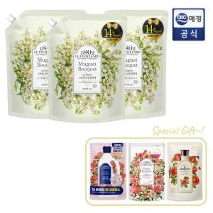 [르샤트라1802]르샤트라 섬유유연제 뮤게 1.6L 리필 x 3개 + 생화향기 3종 증정