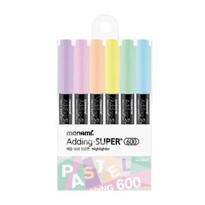 officeseller 모나미 에딩 슈퍼 600 형광펜 세트 (파스텔 6색)