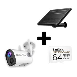 글로벌아이넷 로보뷰S2+8W 충전식 태양광패널+64GB 홈 CCTV 무선 배터리 홈캠 실내외용 IP카메라