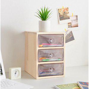 [자르파라]초등학생 책상용 내츄럴 원목 미니 3단 서랍장 / 모던 심플 빈티지 자취방 침대 이쁜