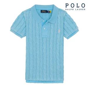 [POLO RALPH LAUREN] 폴로 랄프로렌 여성 슬림핏 케이블 반팔 카라넥 니트 민트