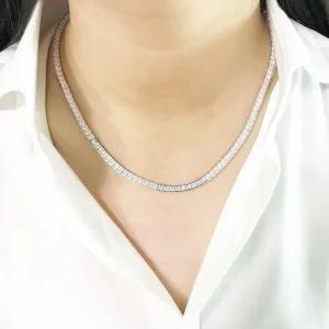 [차차실버]스퀘어 테니스 은목걸이 큐빅 럭셔리 화려한 고급스럼