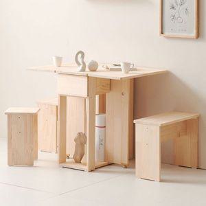 [NS홈쇼핑]아이앤 소나무 원목 600 이동식 폴딩 테이블 세트 EC[33280749]