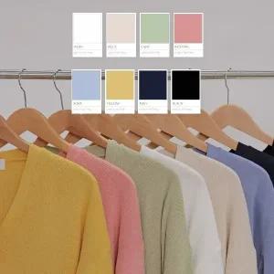 핫핑 토마토 브이넥 심플베이직 니트가디건