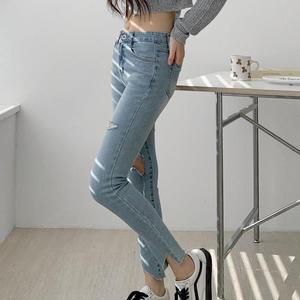 [M7] 여자 하이웨이스트 편한 컷아웃 스키니진