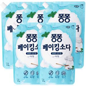퐁퐁 베이킹소다 1200ml 5개, 1.2L 주방 세척제 세정제 세제 리필 대용량
