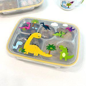 [키친유]쿨디노 스텐 식판도시락 깊은형 국내생산 아동 어린이 유치원 공룡 뚜껑 배식 준비물 세트
