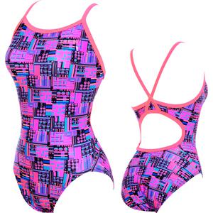 토네이도 여자 실내 수영복 탄탄이 원피스 강습용 스윔웨어 체크톡 핑크