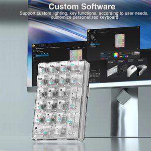 무선기계식키보드 로지텍무선키보드 게이밍 AULA F21 무선 숫자 키패드 흰색 백라이트 투명 키보드 21 키