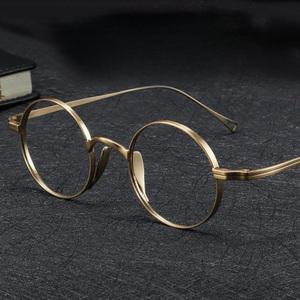 남성용 초경량 순수 티타늄 근시 안경, 원형 프레임, 일본식 복고풍, 여성용 고도, 작은