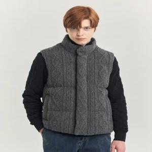헤지스 남성 24FW 아란 니트 패딩 베스트 HZSW4D482G2
