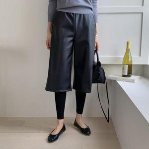 [기타]라이시 가죽 레깅스 깔끔 와이드팬츠 밴딩 윈터 7부 여성