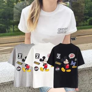 디즈니 미키마우스 로고 라운드 남여공용 반팔 티셔츠(라이센스정품 국내제작)