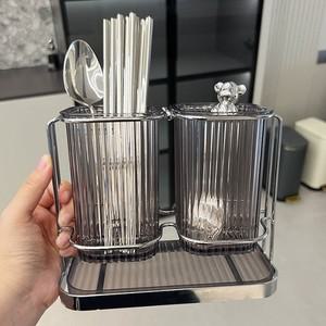 스탠드 걸이형겸용 2구 수저받침 정리함 주방수납 물빠짐 수저통