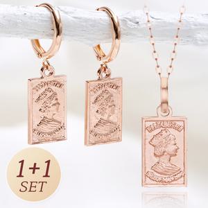 주리에떼 14K 18K 목걸이 귀걸이 세트 로즈골드 데일리 심플 엘리자베스바 여자친구 금목걸이 원터치 귀걸이 선물